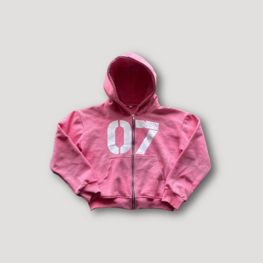 07even Grafik Drucken Rosa Grunge Hoodie