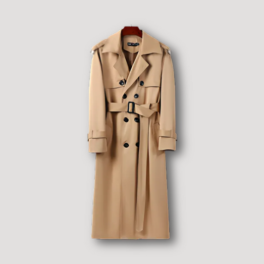 Slim Fit Lässig Lapel Button Up Trenchcoat Lang