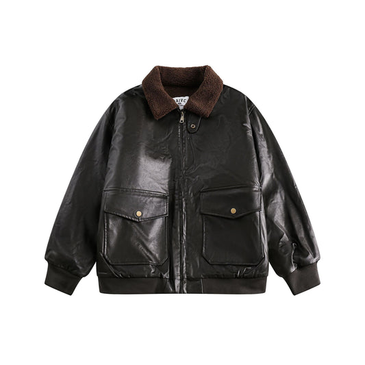 Retro Neutral Motorrad Lederjacke