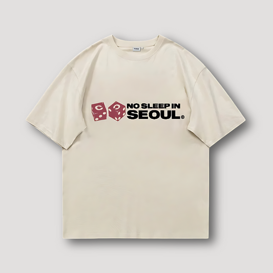 'No Sleep in Seoul' Loose Oversized Fit Graphic Tee T Shirt